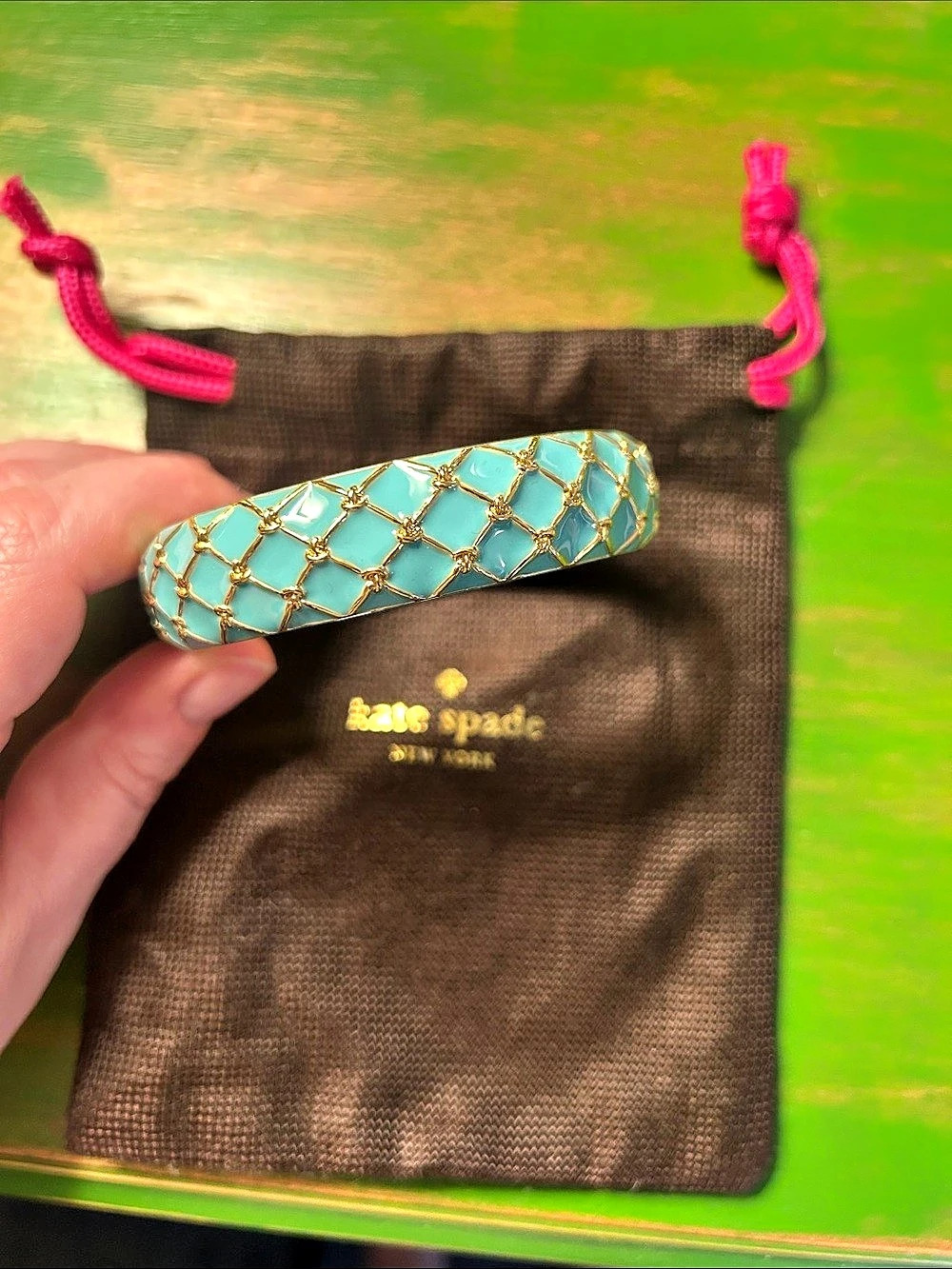 Kate Spade Turquoise & Gold Geometric Bangle Like New